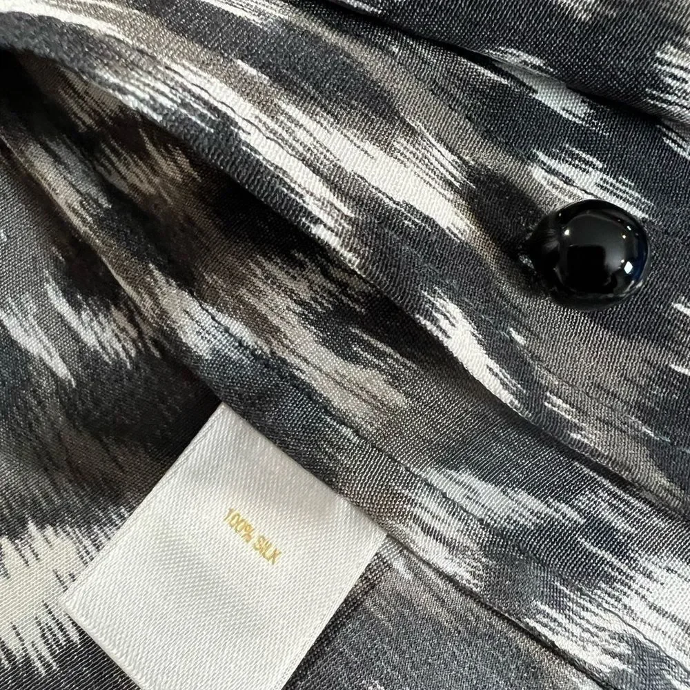 Kate Spade Leopard Cheetah Animal Print Silk Tie-Neck Blouse Top US. 12